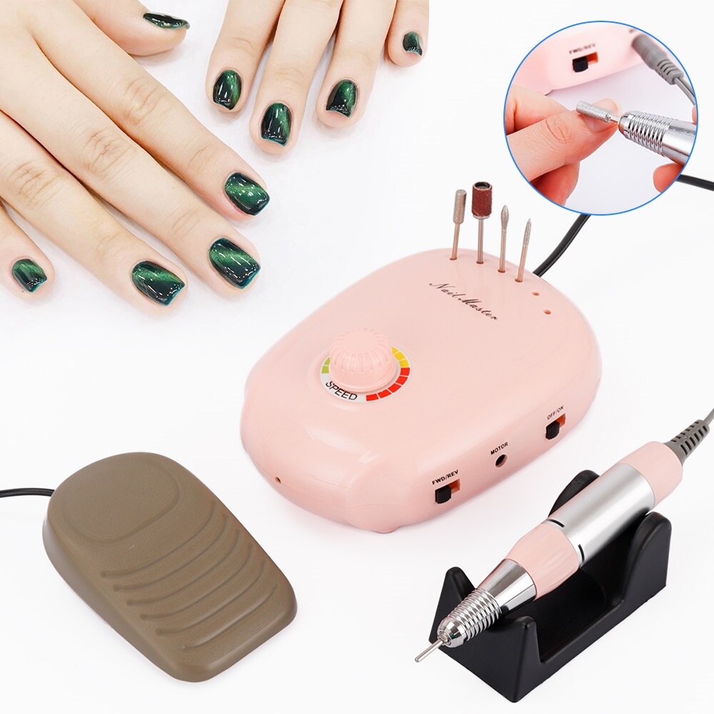 Pink Nail Drill Manicure 35000 RPM 20W Electric Nail Drill Machine