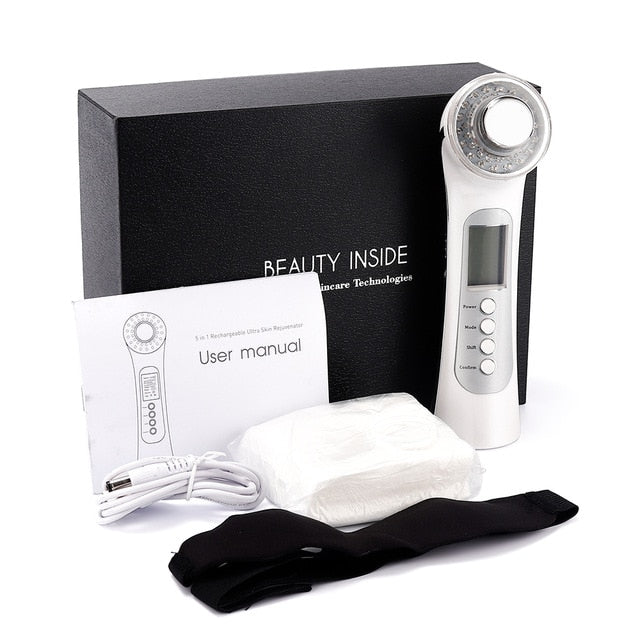 Ultrasonic Deep Cleaning Device Facial Lifting Massager 3 Colors LED Light