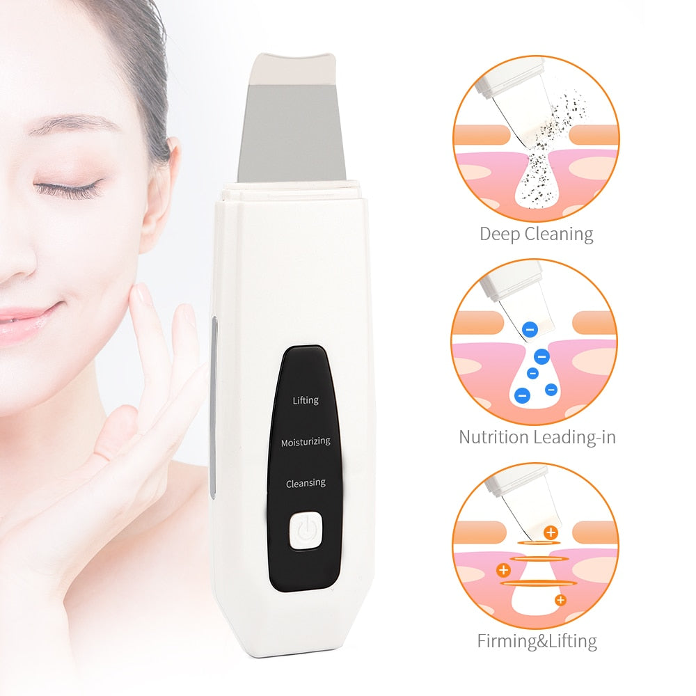 USB Ultrasonic Ion Skin Scrubber Deep Face Pore Cleaning Machine