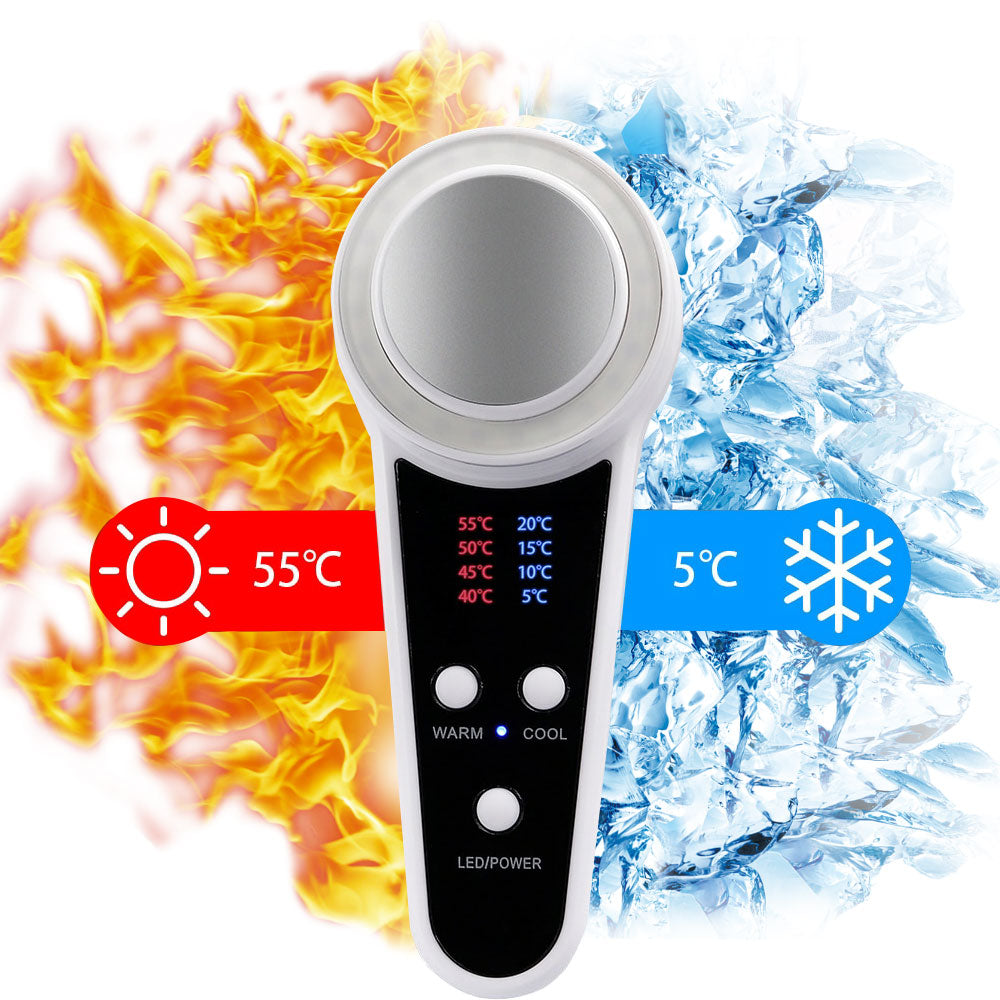 LED Hot Cold Hammer Skin Warm Ice Heating Facial Machine Device