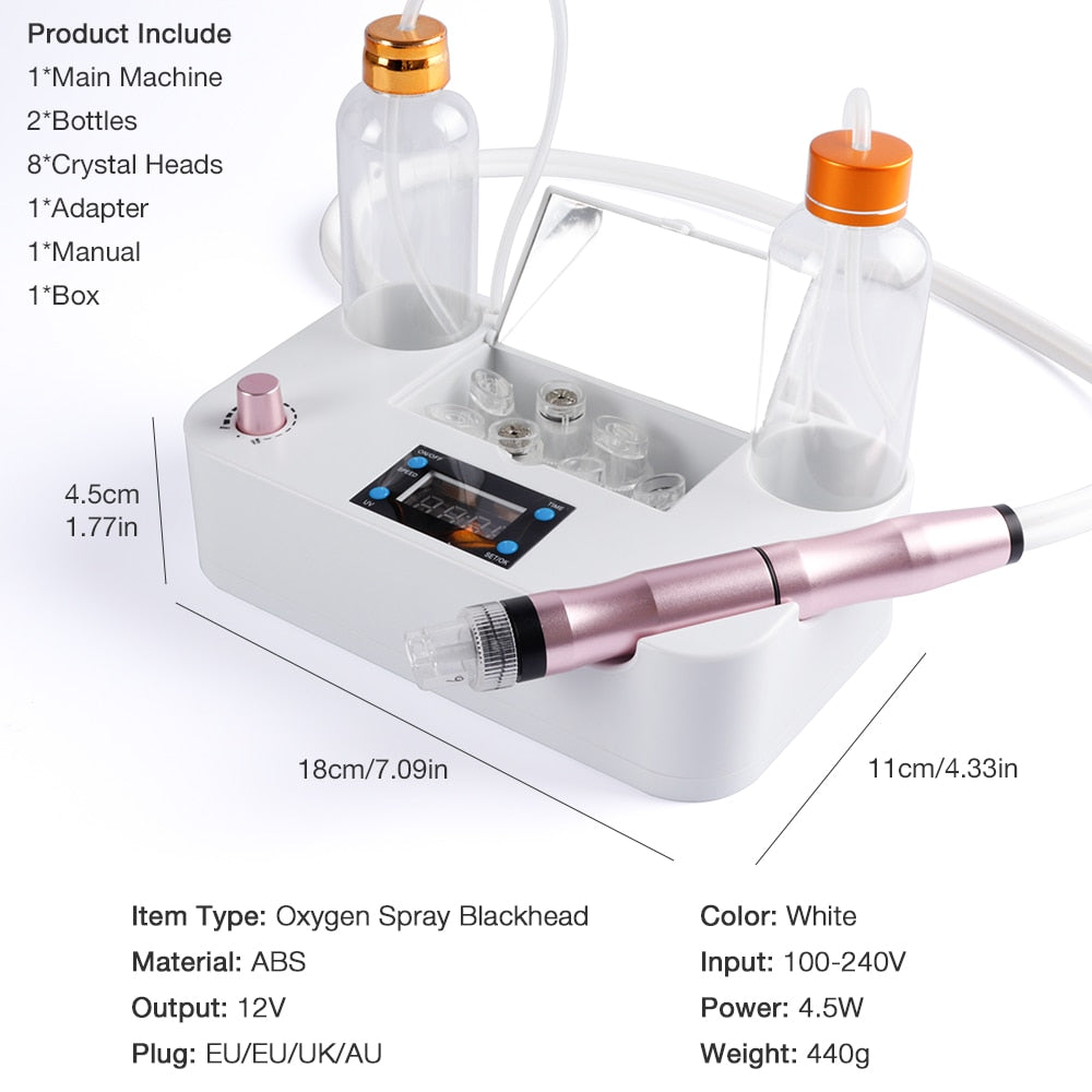 Portable Oxygen Spray Blackhead Water Injection Hydro Jet Beauty Machine