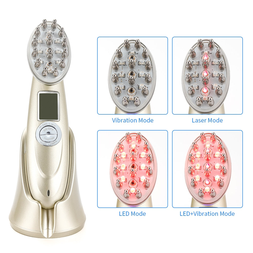 LED Red Light Vibration Massage Hair Care Brush